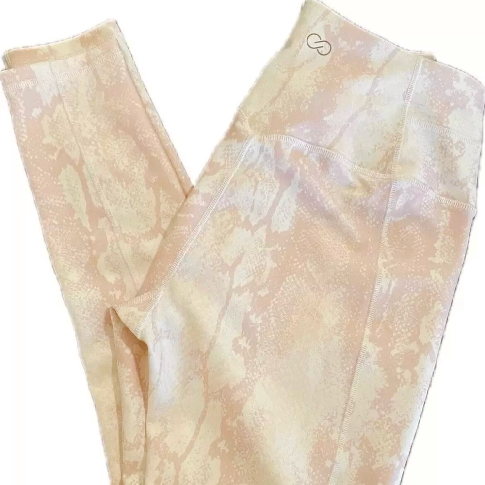 Calia by Carrie Underwood High Rise Leggings Pink Python Snakeskin Print Medium